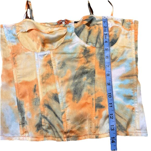 Pretty Little Thing Camisole Bustier Retro Multicolor Crop Top Party Clubwear - Picture 4 of 7